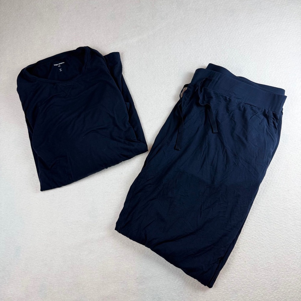 Cozy Earth Mens 2XL Navy Blue Bamboo Viscose Long Sleeve Lounge Pajama Set